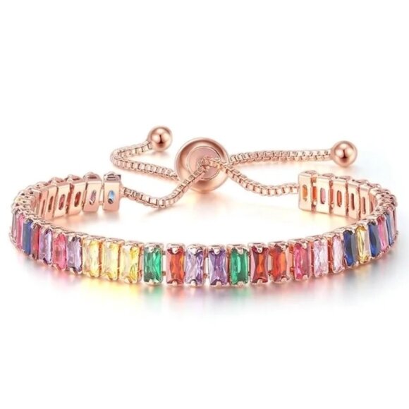 Geometric Multicolor Jewel Adjustable Bracelet - Picture 1 of 3